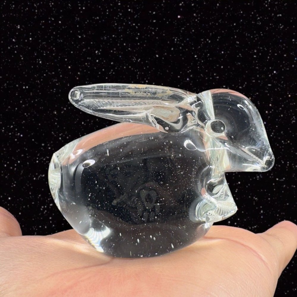 Whimsical Clear Art Glass Bunny Rabbit Figurine Small House Decor Glass Figure - Picture 11 of 14